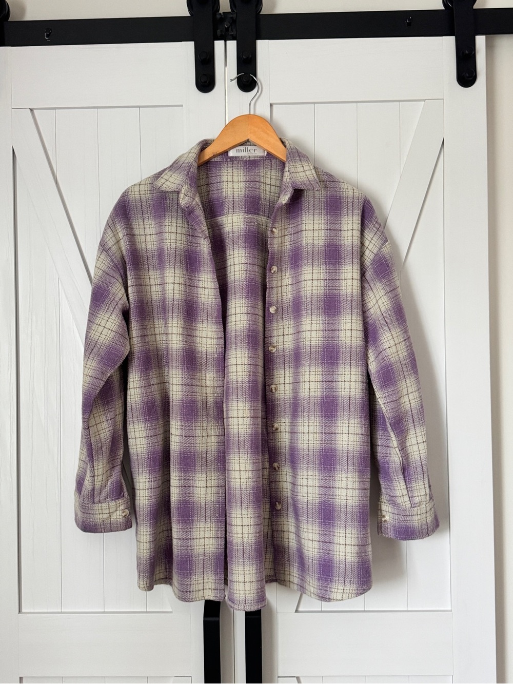Purple Plaid Lightweight Button-Up Shirt Shacket